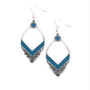 Silver and Blue Geometric Earrings